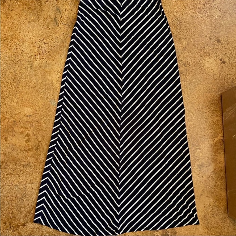 Iris navy and white striped maxi shirt